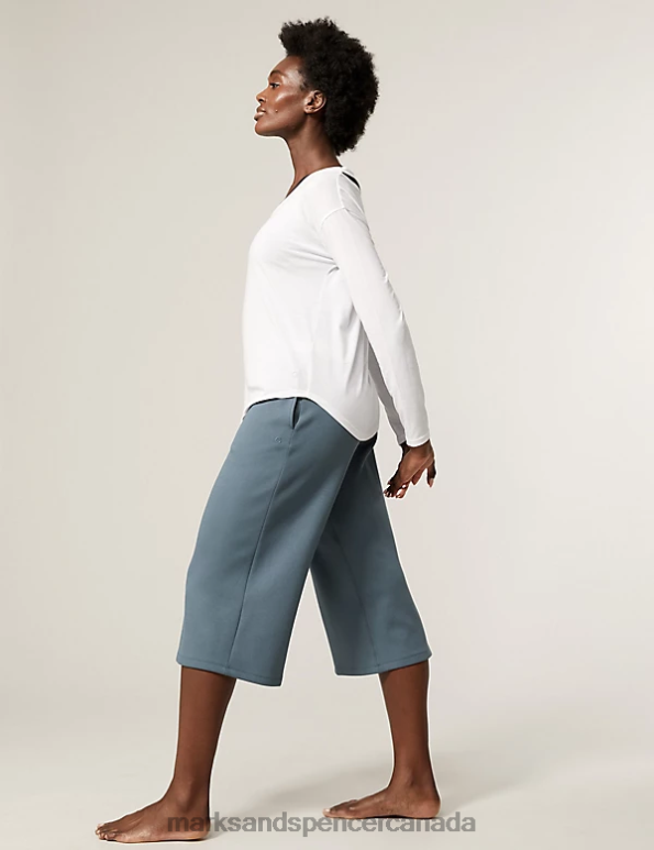 Marks and Spencer Canada - Women Dark Turquoise Clothing Marks & Spencer High Waisted Wide Leg Culottes 20VTD2620