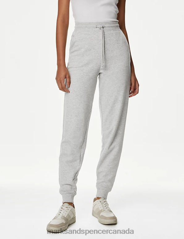 Marks and Spencer Canada - Women Grey Marl Clothing Marks & Spencer The Cotton Rich Cuffed Joggers 20VTD1444