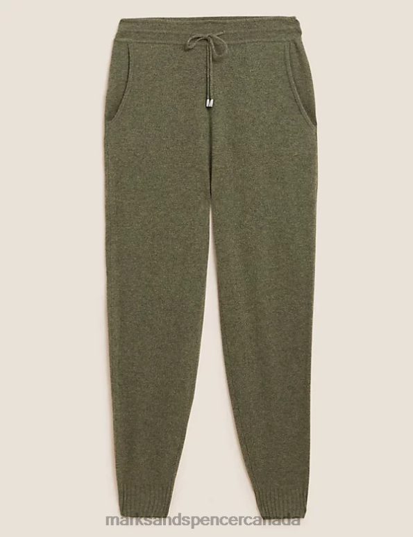 Marks and Spencer sale - Women Hunter Green Clothing Marks & Spencer Pure Cashmere Tapered Ankle Grazer Joggers 20VTD3239