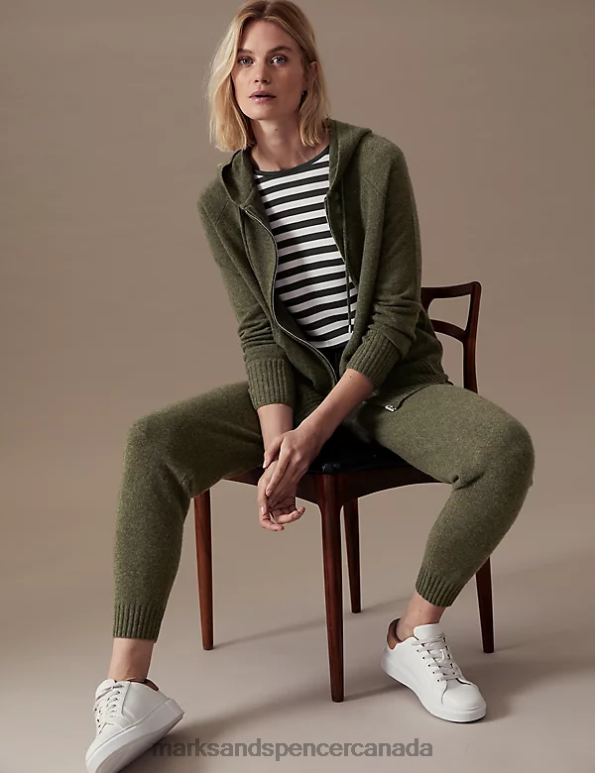Marks and Spencer sale - Women Hunter Green Clothing Marks & Spencer Pure Cashmere Tapered Ankle Grazer Joggers 20VTD3239
