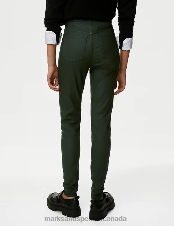 Women Khaki Clothing Marks & Spencer Coated High Waisted Jeggings 20VTD2272 - Marks and Spencer Canada locations