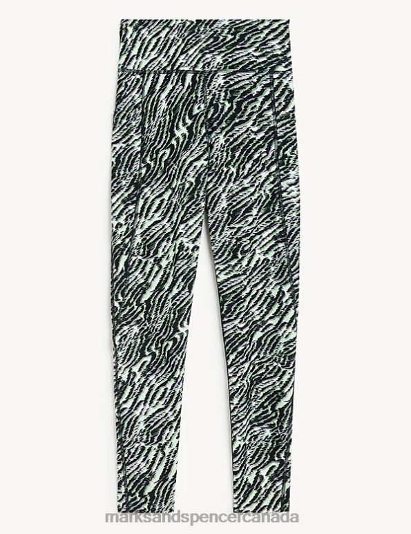 Marks and Spencer sale - Women Light Green Mix Clothing Marks & Spencer Go Train Printed 7/8 Gym Leggings 20VTD550