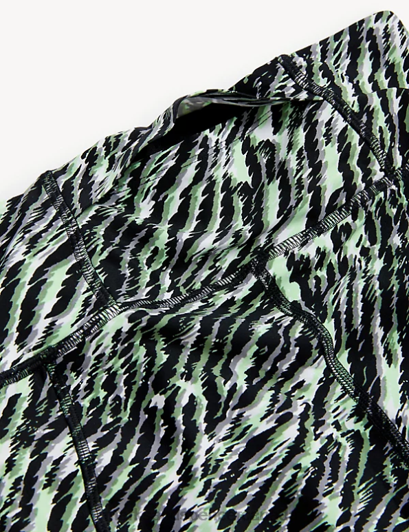 Marks and Spencer sale - Women Light Green Mix Clothing Marks & Spencer Go Train Printed 7/8 Gym Leggings 20VTD550