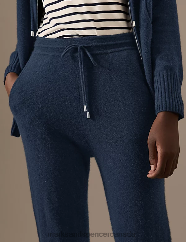 Marks and Spencer near me - Women Navy Clothing Marks & Spencer Pure Cashmere Tapered Ankle Grazer Joggers 20VTD3238