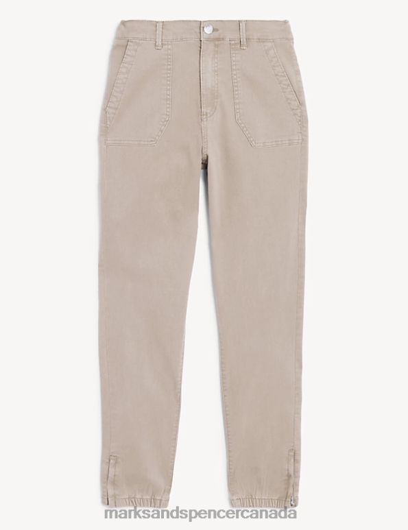 Women Neutral Brown Clothing Marks & Spencer Cotton Rich Slim Fit Joggers 20VTD753 - Marks and Spencer outlet