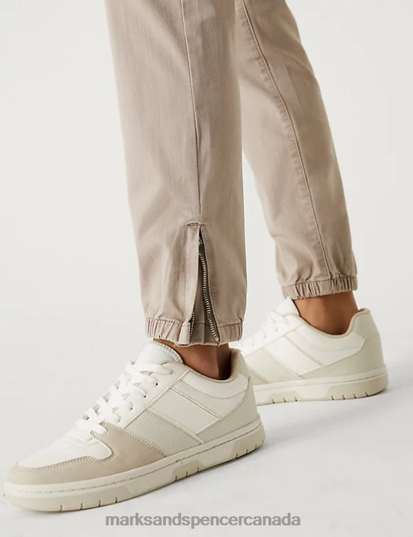 Women Neutral Brown Clothing Marks & Spencer Cotton Rich Slim Fit Joggers 20VTD753 - Marks and Spencer outlet