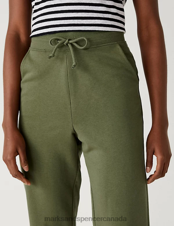 Women Olive Clothing Marks & Spencer The Cotton Rich Cuffed Joggers 20VTD1768 - Marks and Spencer online