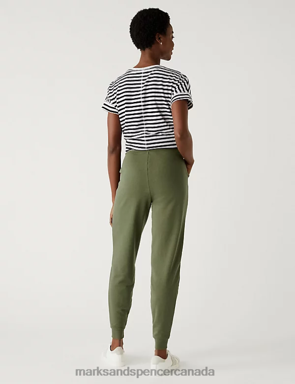 Women Olive Clothing Marks & Spencer The Cotton Rich Cuffed Joggers 20VTD1768 - Marks and Spencer online