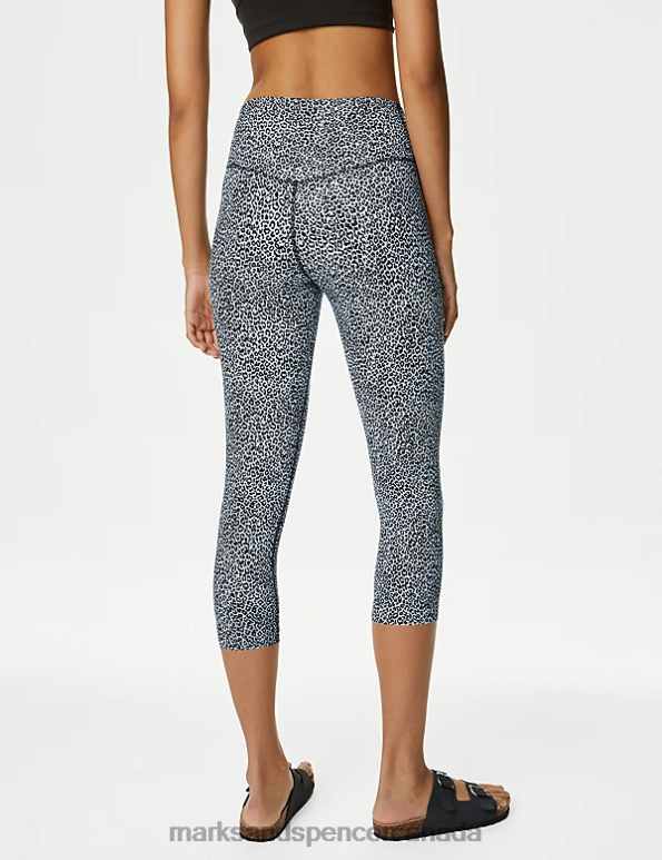 Marks and Spencer near me - Women Pale Blue Mix Clothing Marks & Spencer Go Balance Printed Cropped Yoga Leggings 20VTD1505