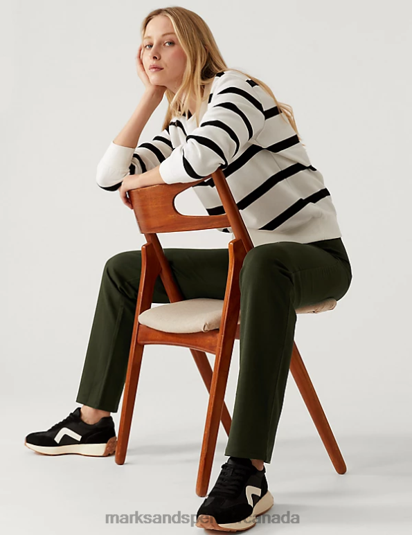 Marks and Spencer sale - Women Pine Green Clothing Marks & Spencer Cotton Rich Straight Leg Joggers 20VTD1306