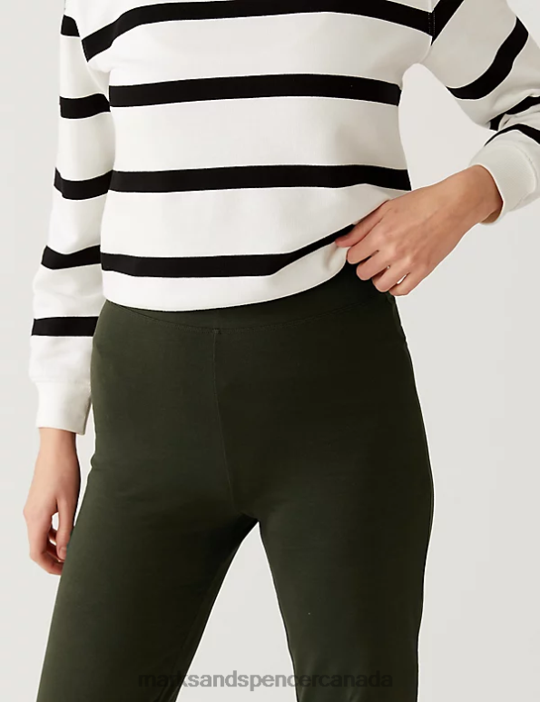 Marks and Spencer sale - Women Pine Green Clothing Marks & Spencer Cotton Rich Straight Leg Joggers 20VTD1306