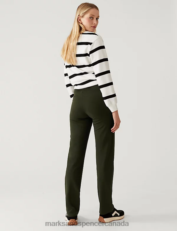 Marks and Spencer sale - Women Pine Green Clothing Marks & Spencer Cotton Rich Straight Leg Joggers 20VTD1306
