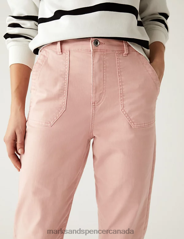Women Pink Shell Clothing Marks & Spencer Cotton Rich Slim Fit Joggers 20VTD758 - Marks and Spencer Canada locations
