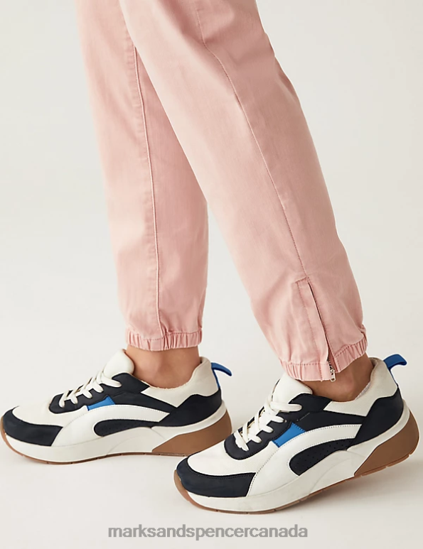 Women Pink Shell Clothing Marks & Spencer Cotton Rich Slim Fit Joggers 20VTD758 - Marks and Spencer Canada locations