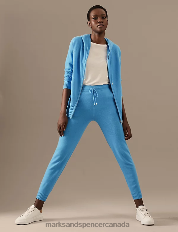 Women Turquoise Clothing Marks & Spencer Pure Cashmere Tapered Ankle Grazer Joggers 20VTD3242 - Marks and Spencer outlet