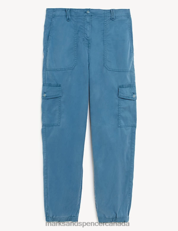 Marks and Spencer near me - Women Air Force Blue Clothing Marks & Spencer Lyocell Rich Cargo Tea Dyed Trousers 20VTD615