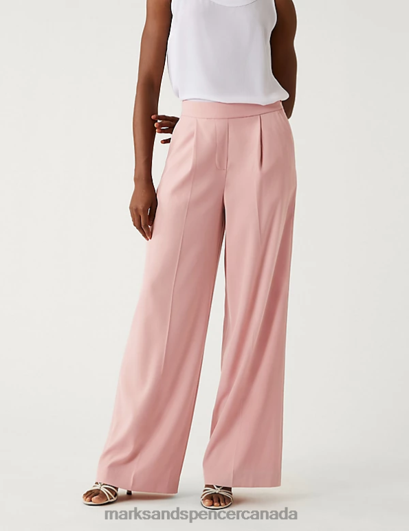 Marks and Spencer sale - Women Antique Rose Clothing Marks & Spencer Satin Twill Wide Leg Trousers 20VTD2698