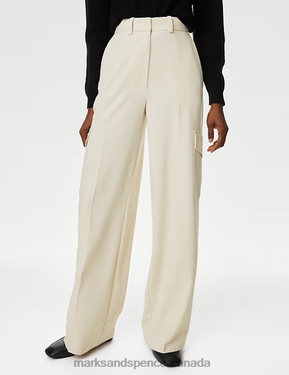 Marks and Spencer near me - Women Beige Clothing Marks & Spencer Cargo Wide Leg Trousers 20VTD1164