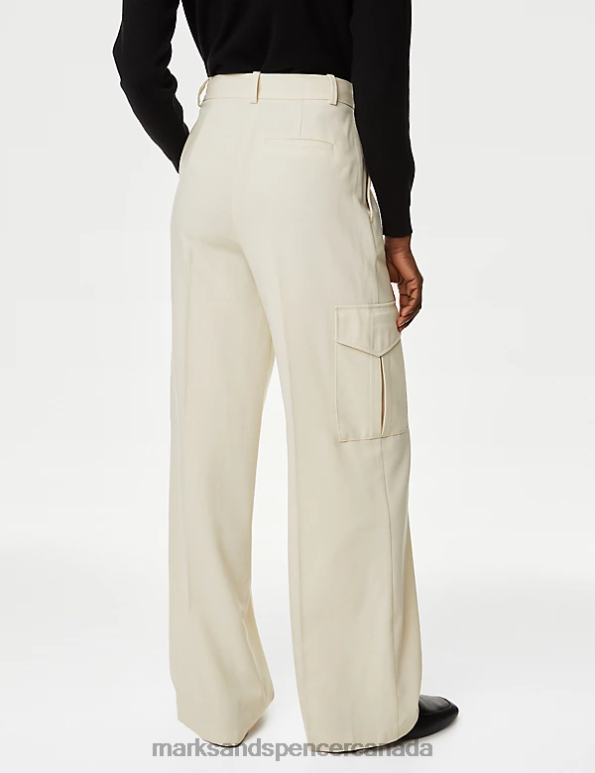 Marks and Spencer near me - Women Beige Clothing Marks & Spencer Cargo Wide Leg Trousers 20VTD1164