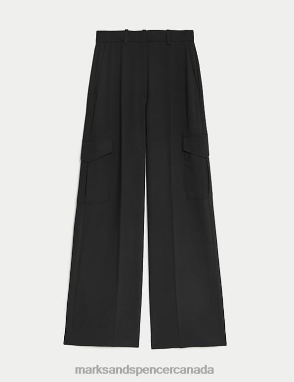 Marks and Spencer near me - Women Black Clothing Marks & Spencer Cargo Wide Leg Trousers 20VTD770