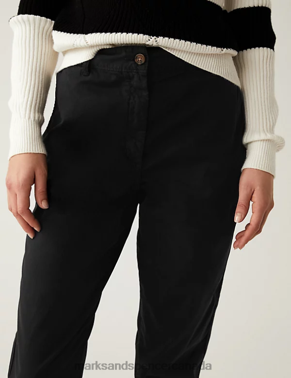 Marks and Spencer near me - Women Black Clothing Marks & Spencer Cotton Rich Tea Dyed Slim Fit Chinos 20VTD2587