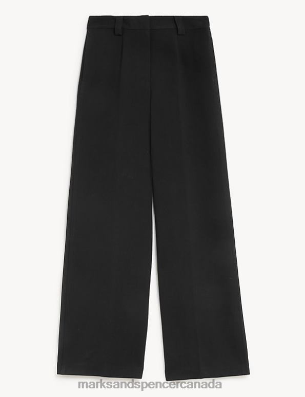 Marks and Spencer sale - Women Black Clothing Marks & Spencer Crepe Tab Detail Wide Leg Trousers 20VTD13