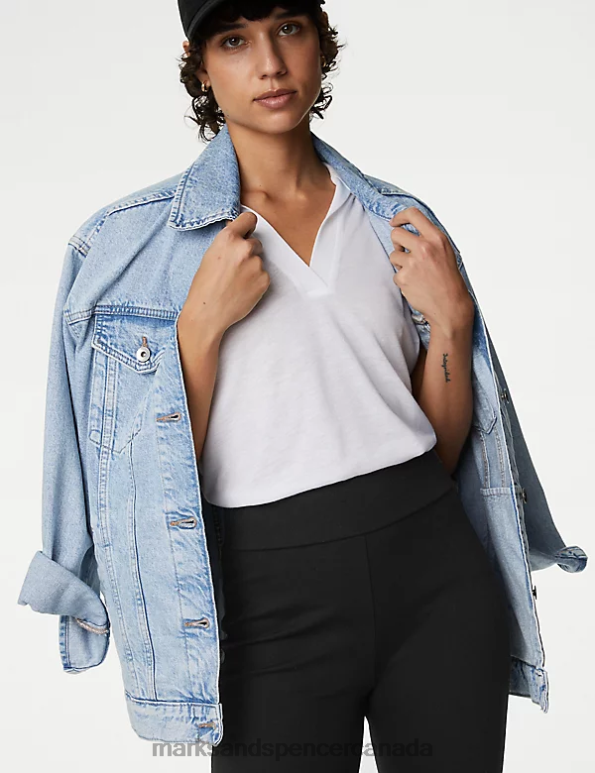 Marks and Spencer sale - Women Black Clothing Marks & Spencer Jersey Elasticated Waist Flared Trousers 20VTD3050