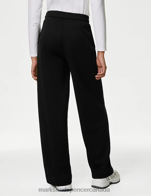 Marks and Spencer sale - Women Black Clothing Marks & Spencer Jersey Elasticated Waist Wide Leg Trousers 20VTD1122