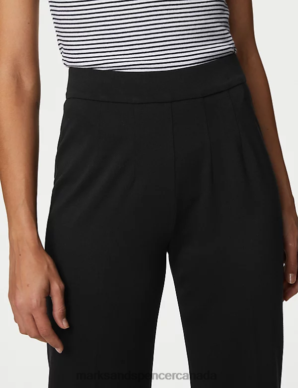 Marks and Spencer Canada - Women Black Clothing Marks & Spencer Jersey Straight Leg Trousers with Stretch 20VTD2473