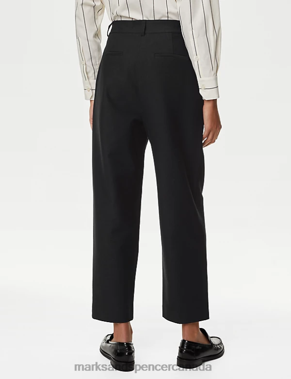Women Black Clothing Marks & Spencer Jersey Tapered Ankle Grazer Trousers 20VTD386 - Marks and Spencer outlet