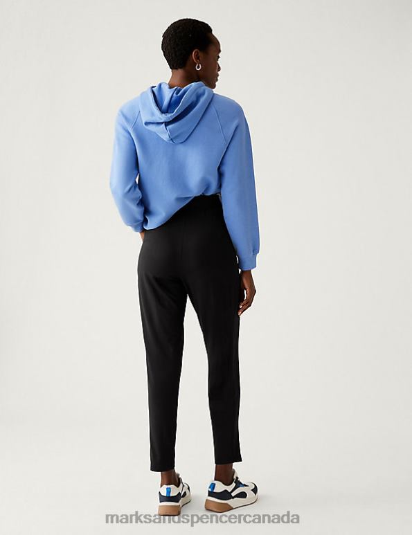 Women Black Clothing Marks & Spencer Jersey Tapered Ankle Grazer Trousers 20VTD540 - Marks and Spencer Canada locations