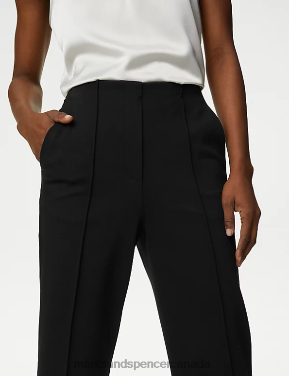 Women Black Clothing Marks & Spencer Jersey Twill Straight Leg Trousers 20VTD1994 - Marks and Spencer outlet
