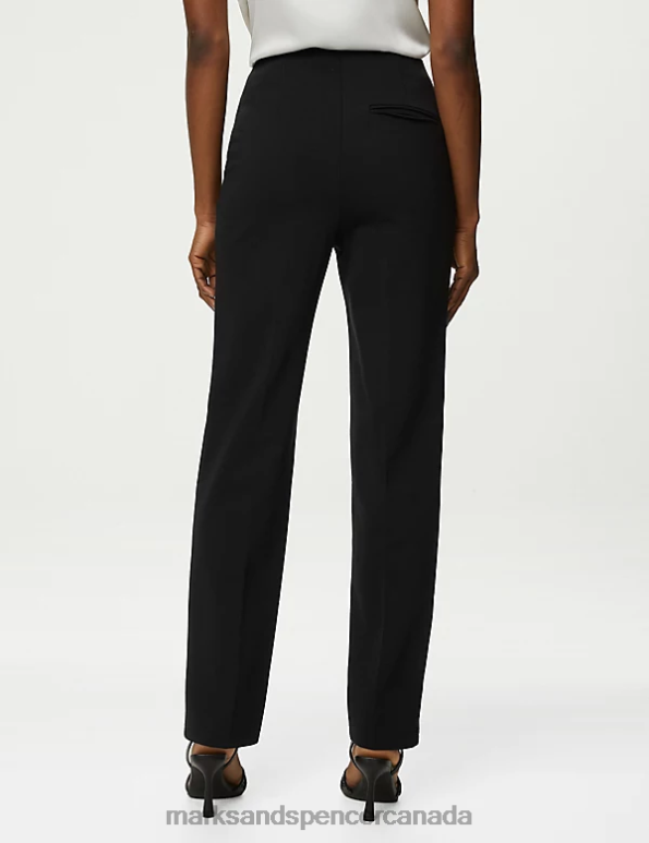 Women Black Clothing Marks & Spencer Jersey Twill Straight Leg Trousers 20VTD1994 - Marks and Spencer outlet