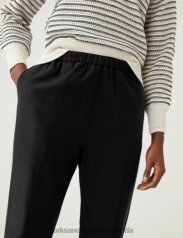 Women Black Clothing Marks & Spencer Lyocell Elasticated Waist Trousers 20VTD3174 - Marks and Spencer online