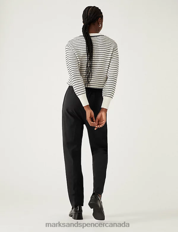 Women Black Clothing Marks & Spencer Lyocell Elasticated Waist Trousers 20VTD3174 - Marks and Spencer online