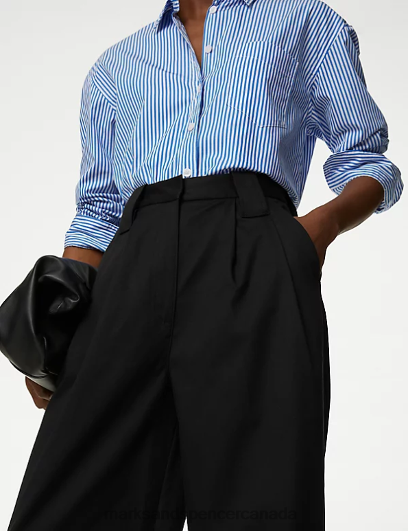 Marks and Spencer sale - Women Black Clothing Marks & Spencer Lyocell Rich Pleated Wide Leg Trousers 20VTD2357