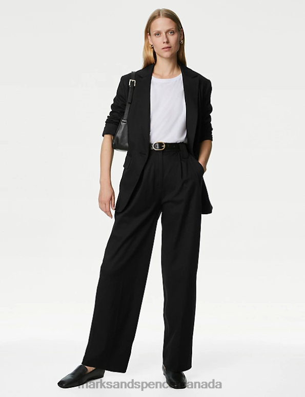 Marks and Spencer sale - Women Black Clothing Marks & Spencer Lyocell Rich Pleated Wide Leg Trousers 20VTD2357