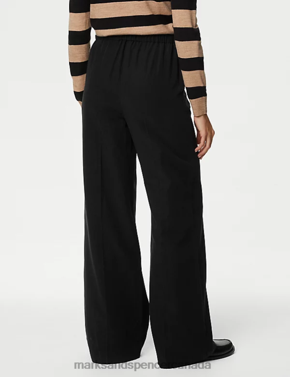 Marks and Spencer sale - Women Black Clothing Marks & Spencer Lyocell Rich Wide Leg Trousers with Linen 20VTD1565