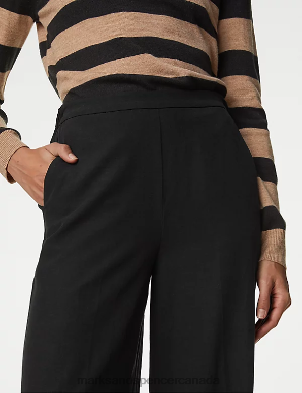 Marks and Spencer sale - Women Black Clothing Marks & Spencer Lyocell Rich Wide Leg Trousers with Linen 20VTD1565