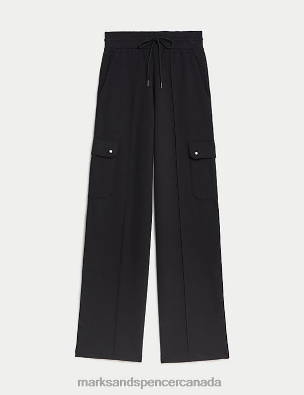 Marks and Spencer near me - Women Black Clothing Marks & Spencer Ponte Utility Wide Leg Trousers 20VTD402