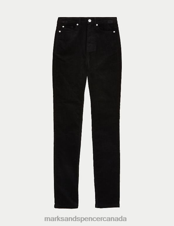 Women Black Clothing Marks & Spencer Sienna Corduroy Straight Leg Trousers 20VTD1612 - Marks and Spencer online