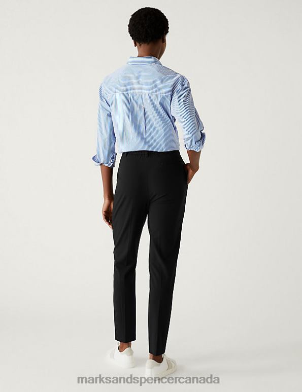 Women Black Clothing Marks & Spencer Slim Fit Ankle Grazer Trousers with Stretch 20VTD496 - Marks and Spencer outlet