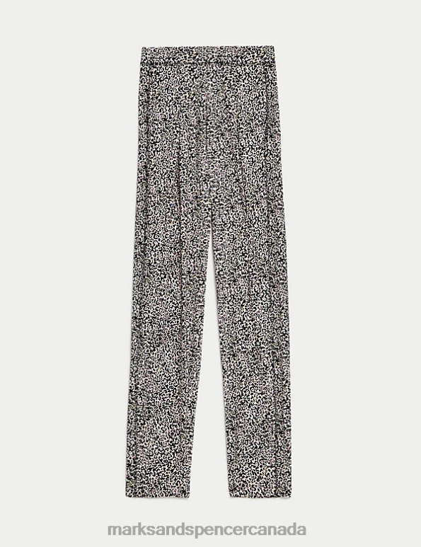 Marks and Spencer near me - Women Black Mix Clothing Marks & Spencer Jersey Printed Tapered Trousers 20VTD1974