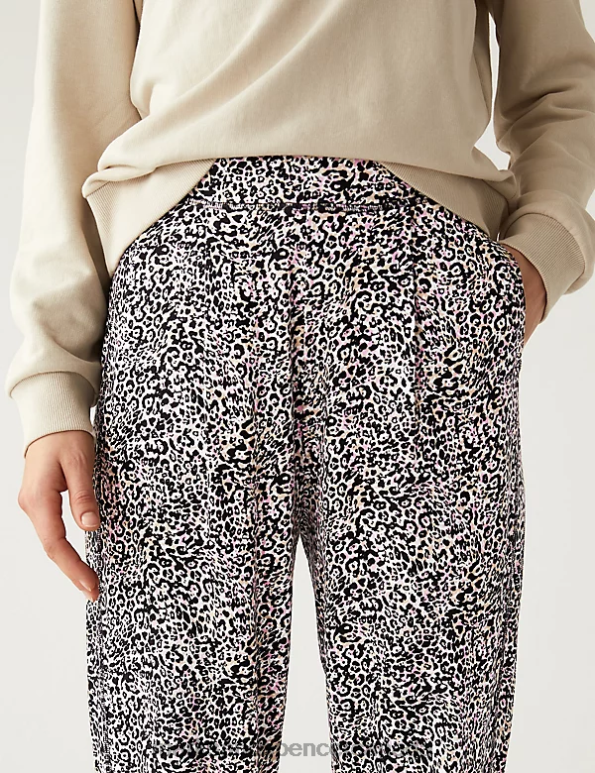 Marks and Spencer near me - Women Black Mix Clothing Marks & Spencer Jersey Printed Tapered Trousers 20VTD1974