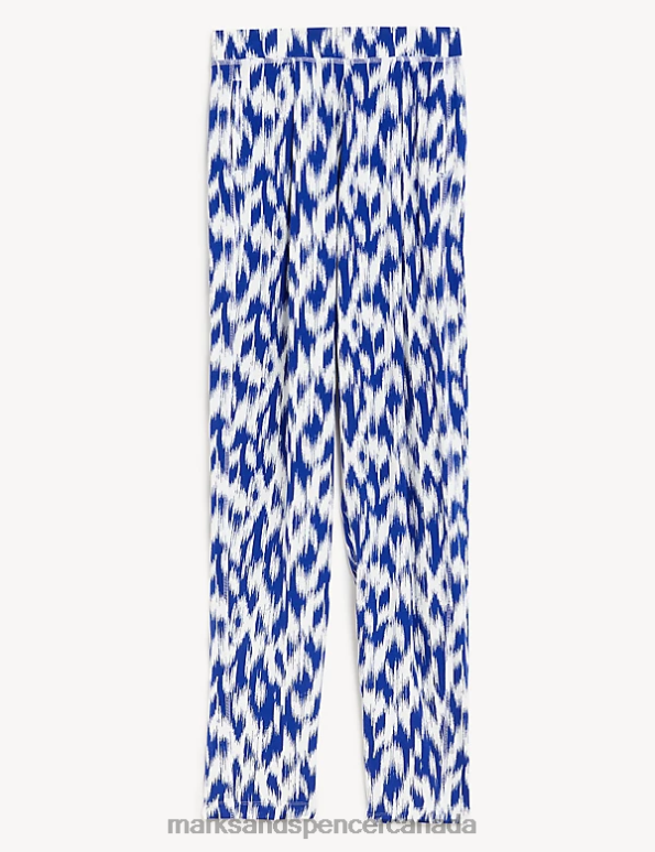 Marks and Spencer Canada - Women Blue Mix Clothing Marks & Spencer Jersey Printed Tapered Trousers 20VTD2296