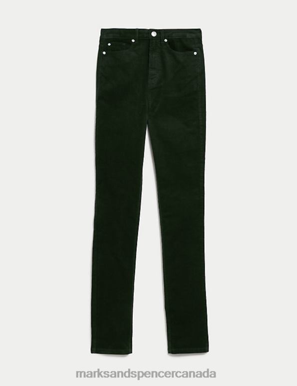 Women Bottle Green Clothing Marks & Spencer Sienna Corduroy Straight Leg Trousers 20VTD1613 - Marks and Spencer Canada locations