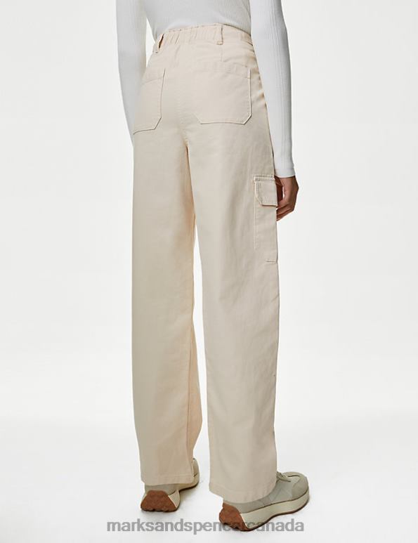 Marks and Spencer Canada - Women Calico Clothing Marks & Spencer Cotton Rich Cargo Straight Leg Trousers 20VTD1526