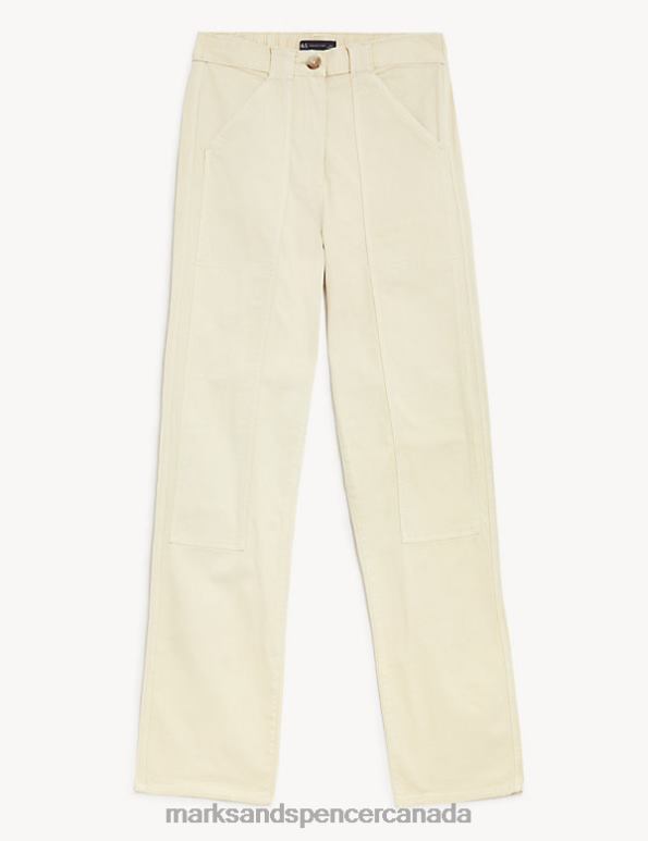 Marks and Spencer Canada - Women Calico Clothing Marks & Spencer Cotton Rich Relaxed Straight Trousers 20VTD2222