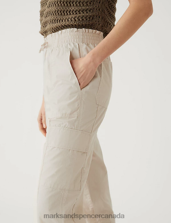 Women Calico Clothing Marks & Spencer Pure Cotton Utility Straight Leg Trousers 20VTD896 - Marks and Spencer Canada locations