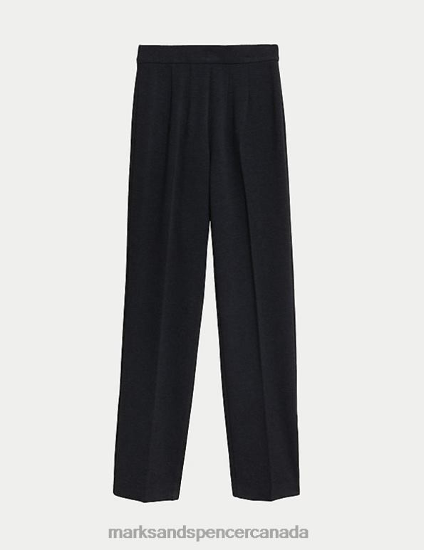 Marks and Spencer near me - Women Charcoal Clothing Marks & Spencer Jersey Straight Leg Trousers with Stretch 20VTD2474